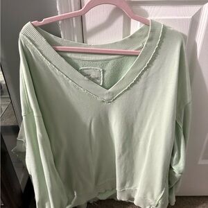 Aerie Light Green V-Neck Top